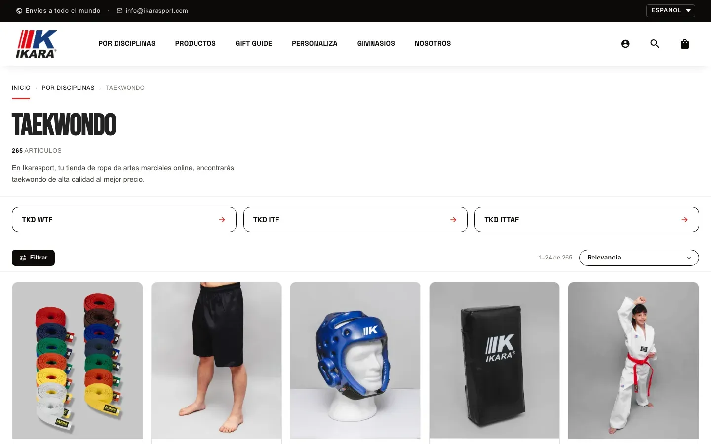 Web d’Ikara Sport en versió d’escriptori, captura 1 de 2