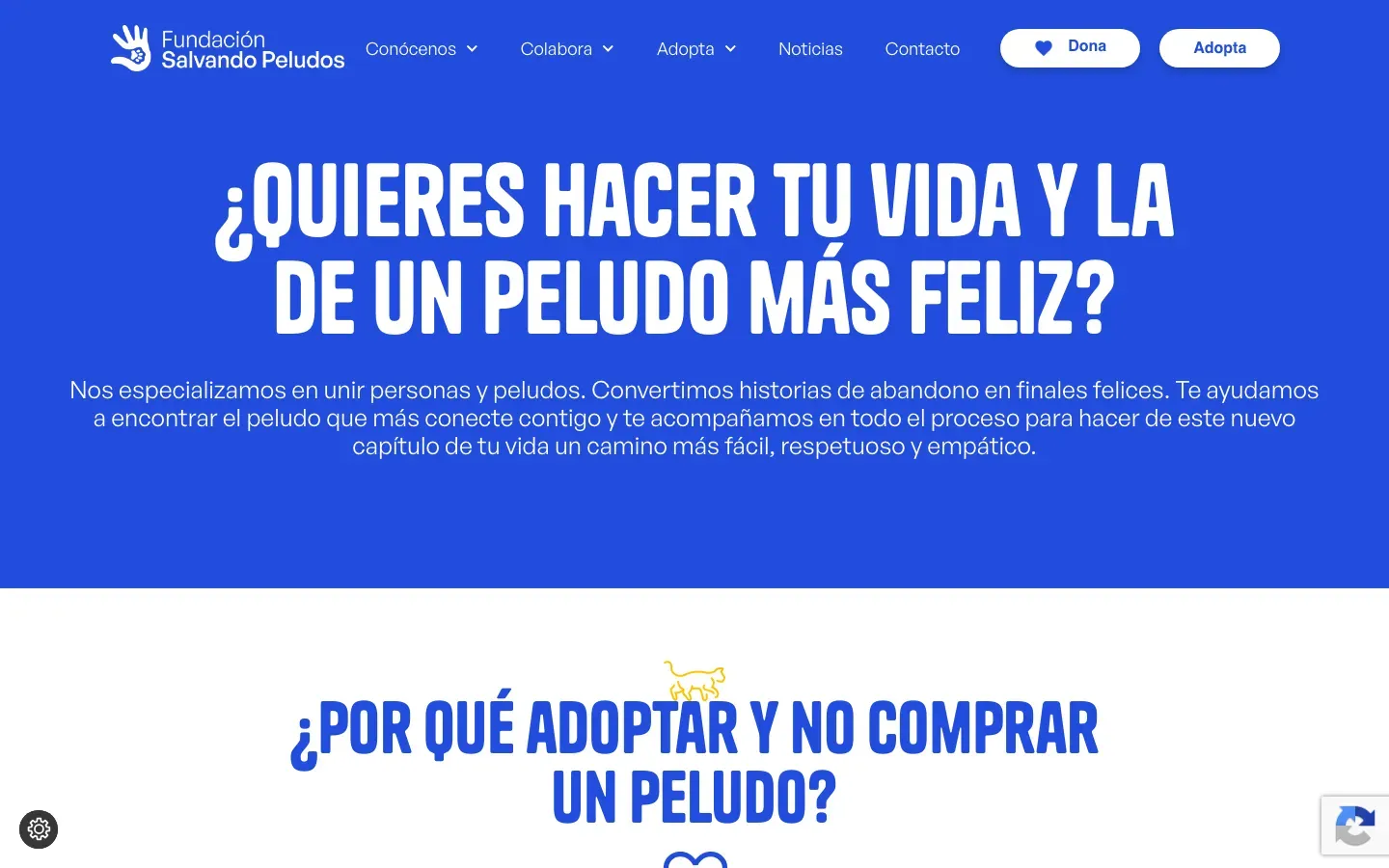 Web de Salvando Peludos en versió d’escriptori, captura 1 de 2