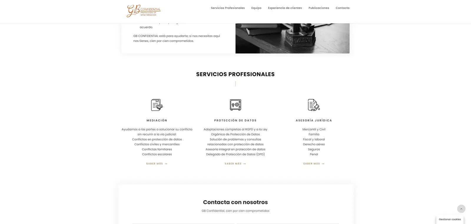 Web de GB Confidential en versió d’escriptori, captura 2 de 2