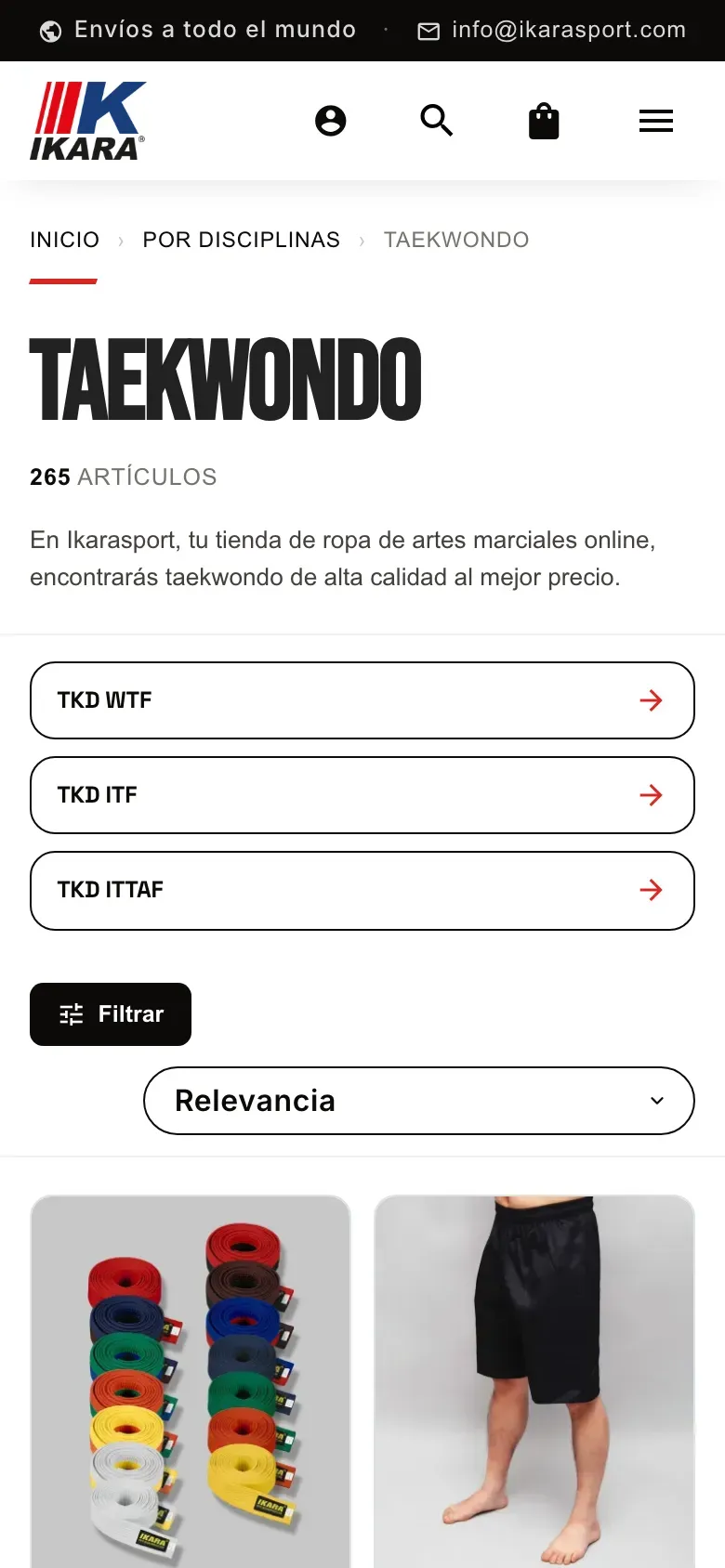 Web d’Ikara Sport en versió mòbil, captura 2 de 3
